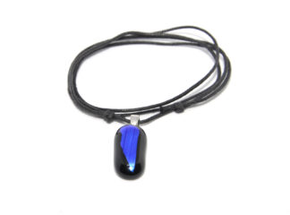 Halsband svart blått glashänge